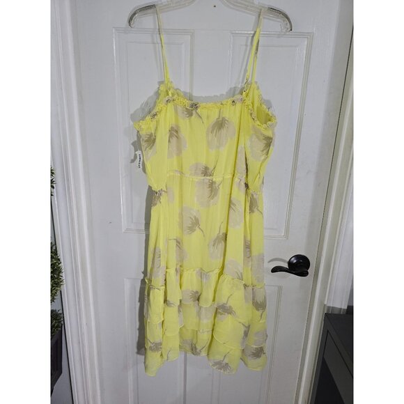 Old Navy XL Tall Yellow Floral Ruffle Camisole Dress 100% Polyester NWT‎ - Picture 13 of 14